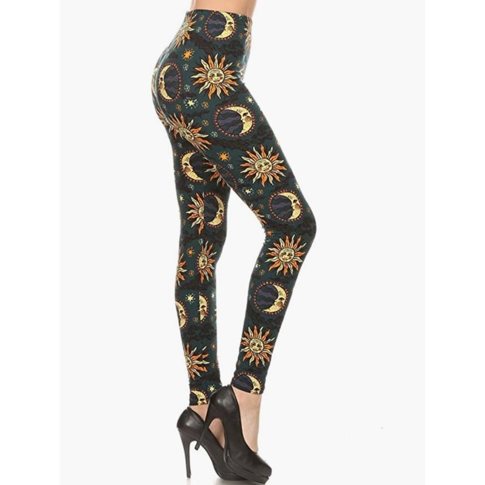 Celestial‎ Boho Moon Sun & Star Printed Leggings Tights